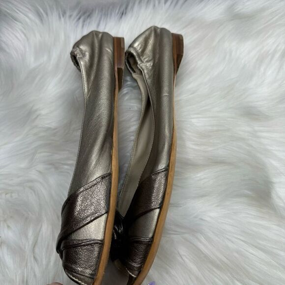 Attilio Giusti Leombruni (AGL) Metallic Peep Toe Leather Flats 41.5 - Picture 7 of 9